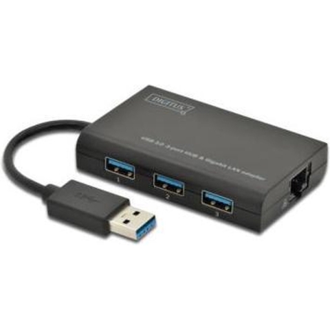 USB 3.0 3-Port Hub & Gigabit LAN Adapter USB-hub