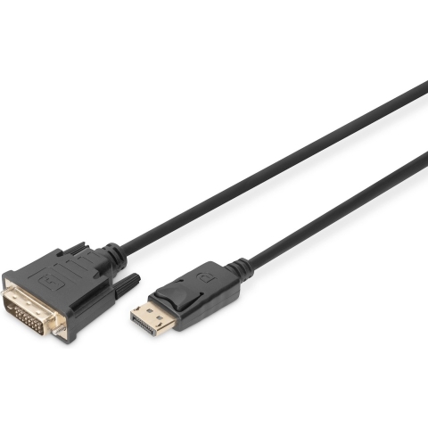 Digitus DB-340301-020-S DisplayPort-kabel DisplayPort / DVI Adapterkabel DisplayPort-stekker, DVI-D 24+1-polige stekker 2.00 m Zwart Rond, Afgeschermd