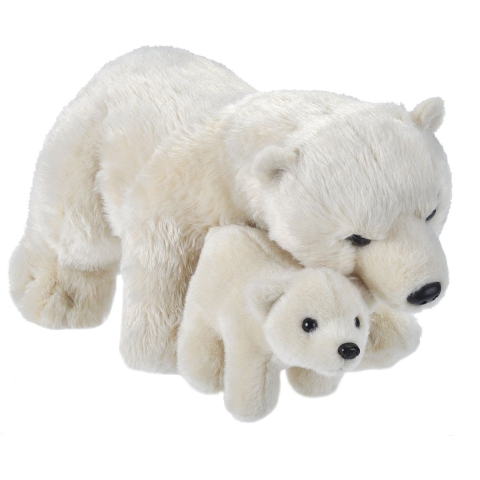 Wild Republic Knuffel Ijsbeer met jong - 38 cm - pluche - IJsberen knuffels -