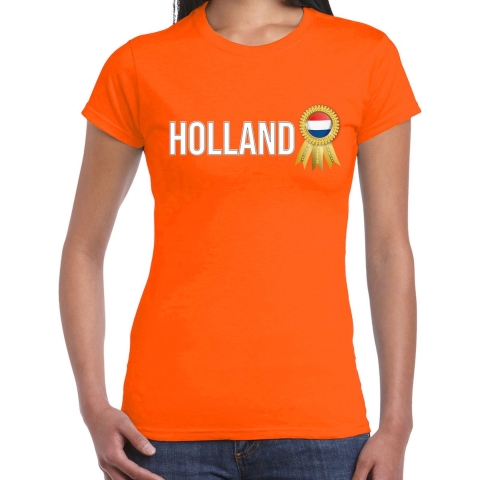 Verkleed T-shirt voor dames - Holland - oranje - voetbal supporter - themafeest - Nederland XL -