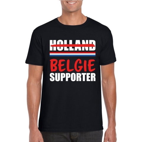 Zwart Belgie shirt voor teleurgestelde Holland supporters heren L -