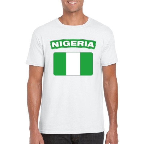 T-shirt met Nigeriaanse vlag wit heren XL -