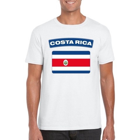 T-shirt met Costa Ricaanse vlag wit heren 2XL -