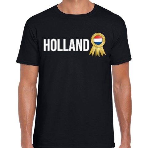 Verkleed T-shirt voor heren - Holland - zwart - voetbal supporter - themafeest - Nederland XL -