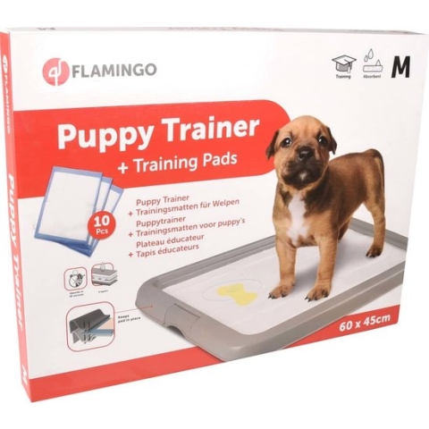 Flamingo - Puppy Trainer Plateau + 10 pads - Grijs - 47x36x3.4cm