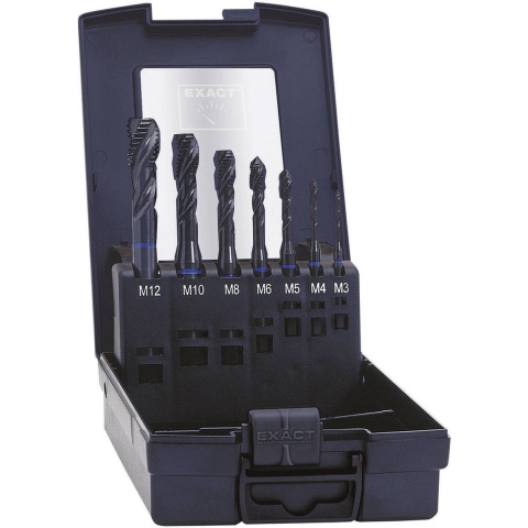Exact 43654 Machinetapboor 7-delig Metrisch M3, M4, M5, M6, M8, M10, M12 Rechtssnijdend DIN 371 HSS-E Model C 1 set(s)