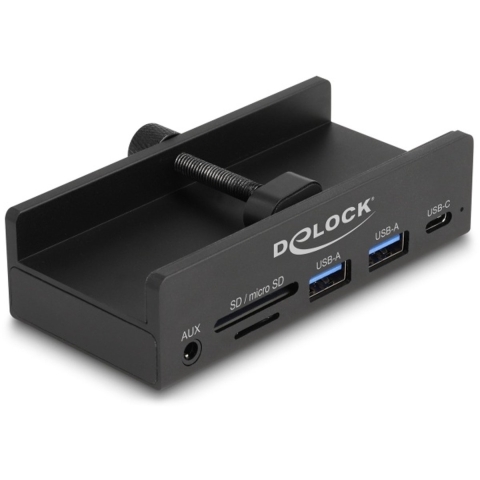 Externe USB 5 Gbps hub met 3 poorten 2 x USB Type-A, 1 x USB Type-C™ en kaartlezer met 2 sleuven met borgschroef USB-hub