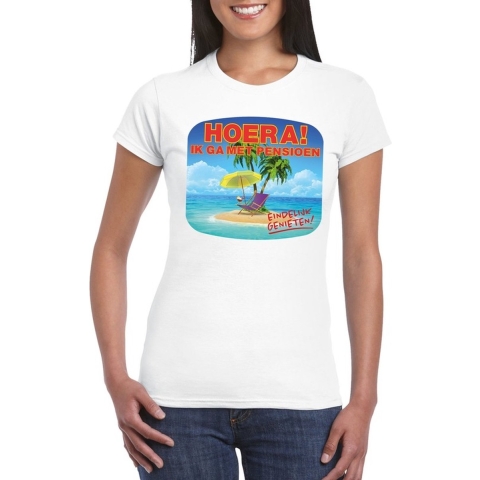 Pensioen t-shirt wit dames S -