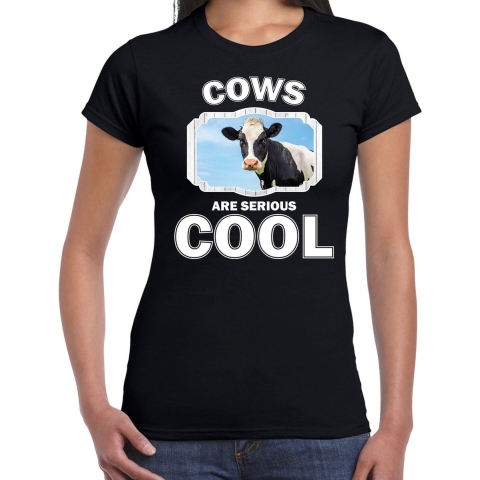 Dieren koe t-shirt zwart dames - cows are cool shirt 2XL -