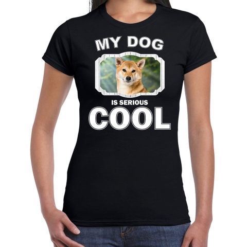 Shiba inu honden t-shirt my dog is serious cool zwart voor dames S -
