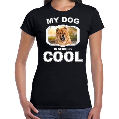 Chow chows honden t-shirt my dog is serious cool zwart voor dames L -