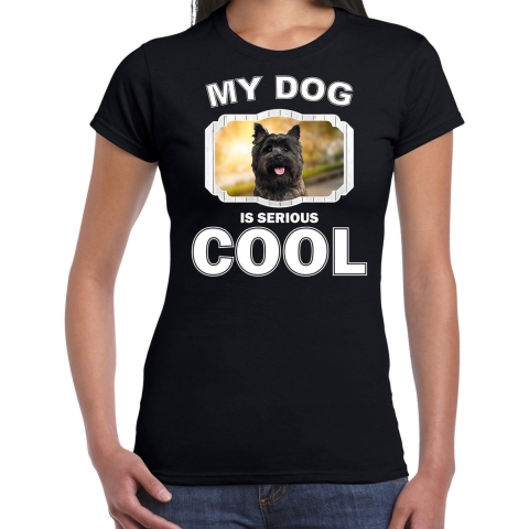 Cairn terriers honden t-shirt my dog is serious cool zwart voor dames XL -