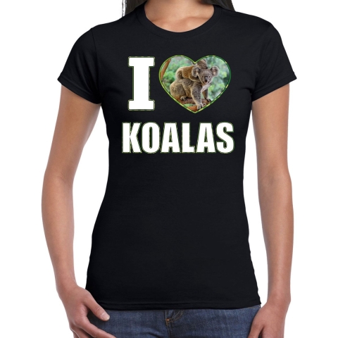 I love koalas t-shirt met dieren foto van een koala zwart voor dames L -