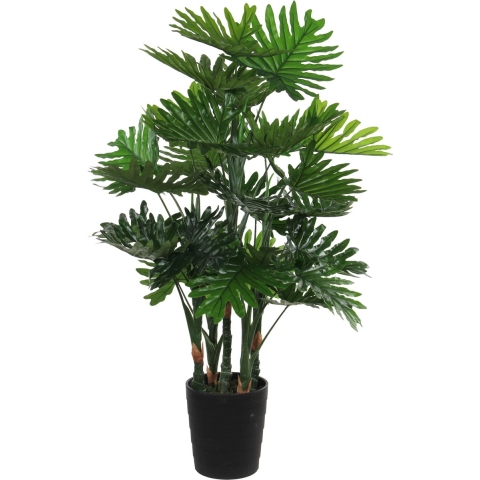 Grote kunstplant - Philodendron - groen - 120 cm - zwarte pot - kamerplant -