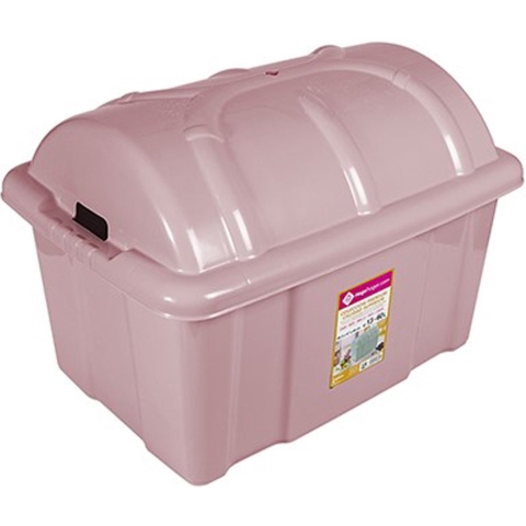 Speelgoed schatkist groot - 65 x 47 x 44 cm - 60 liter - kunststof - met deksel - roze -