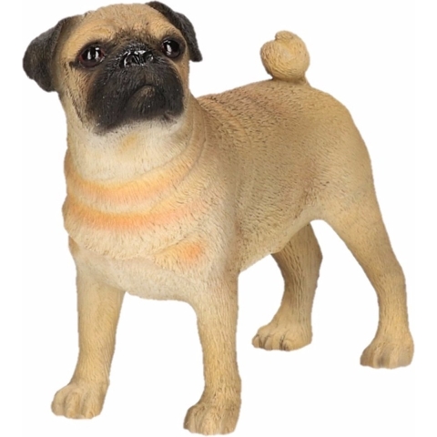 Decoratie beeld - Mopshond - beige - 13 cm - Polystone - Honden -