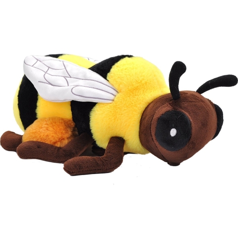 Pluche knuffel dieren Eco-kins honingbij - zwart/geel - 30 cm -