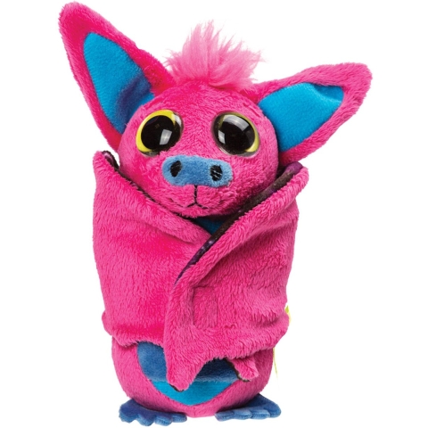 Pluche knuffeldier vleermuis - roze/blauw - 17 cm - speelgoed -