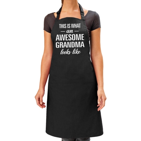 Awesome grandma cadeau bbq/keuken schort zwart dames -