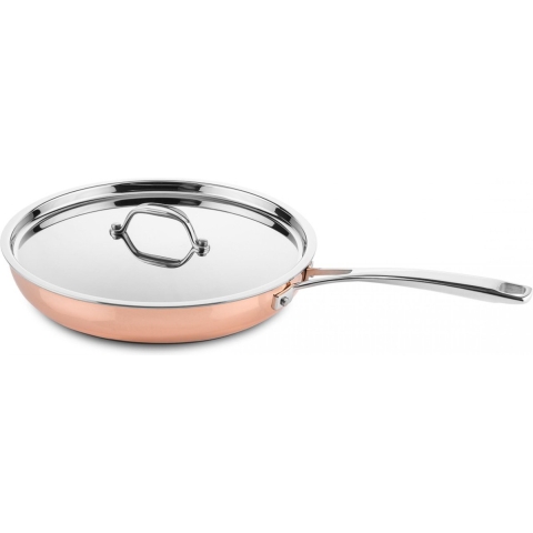 DUCQ Koekenpan met deksel - inductie - koper - ø 26 cm - zonder anti-aanbaklaag