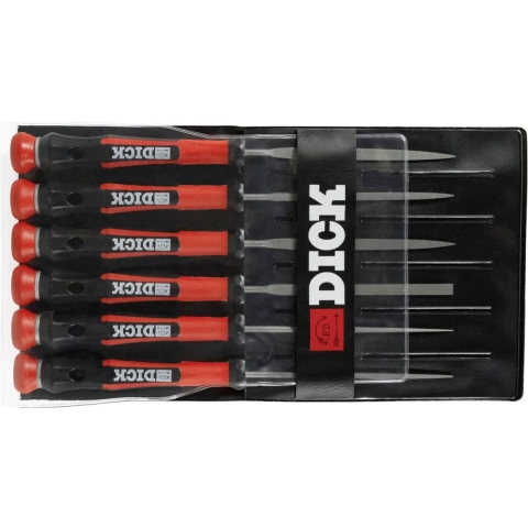 Dick 2160142-2K Set naaldvijlen 6-delig met zwart/rode handgrepen, 140 mm, kap 2, Lengte 140 mm 1 set(s)