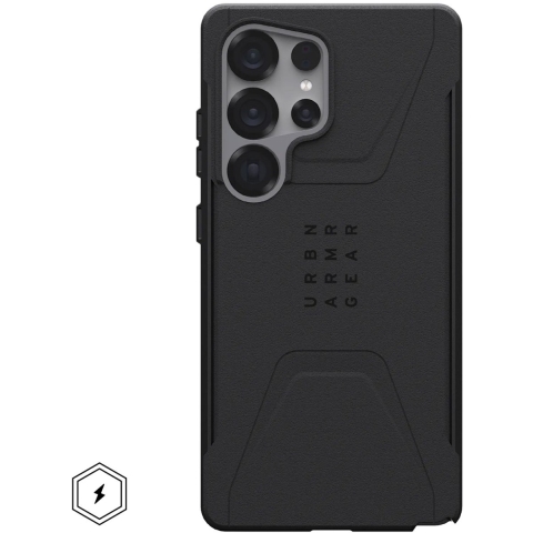 Urban Armor Gear Civilian Backcover Samsung Galaxy S25 Ultra Zwart Inductieve lading, Stootbestendig
