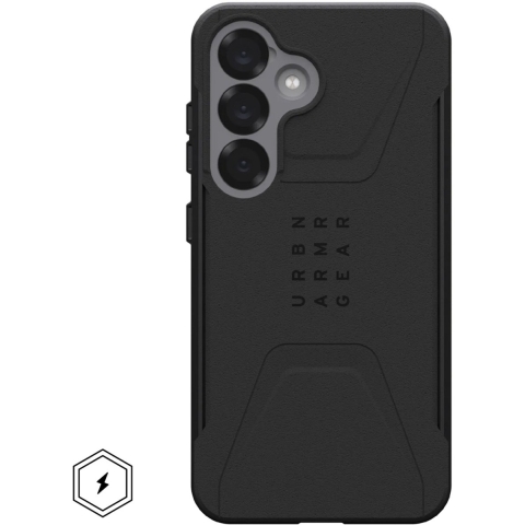 Urban Armor Gear Civilian Backcover Samsung Galaxy S25 Zwart Inductieve lading, Stootbestendig