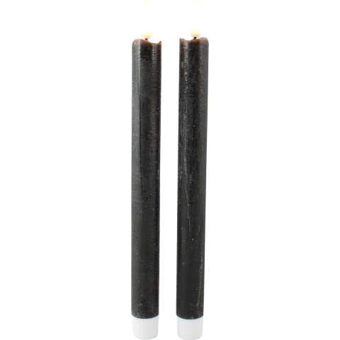 Led dinerkaarsen - 4x stuks - antraciet grijs - 25,5 cm -