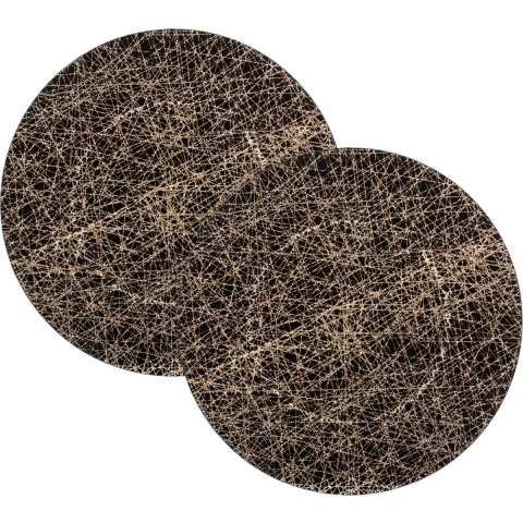 Diner/kerstdiner onderborden - 6x st - zwart/goud - kunststof - D33 x H1,5 cm- rond -