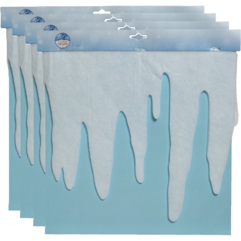 Ijspegelranden/sneeuwranden - 4x - wit - 200 x 32 cm - polyester - sneeuwversiering -