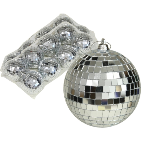 Discobal kerstballen - 16x stuks - zilver - 6 cm - kunststof -