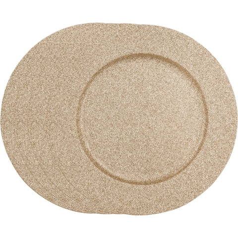 Diner/kerstdiner onderborden - 4x st - goud - glitter - kunststof - D33 x H1,6 cm- rond -