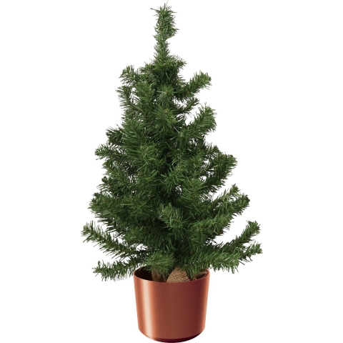 Mini kerstboom groen - in kunststof pot koper - 75 cm - kunstboom -
