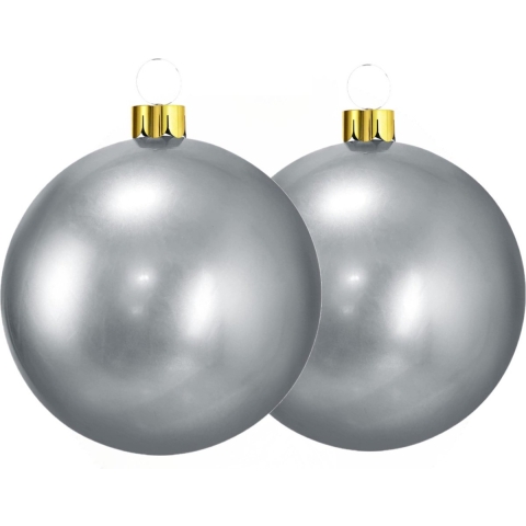 Mega grote decoratie kerstballen - 2x st - 45 cm - zilver - opblaasbaar -