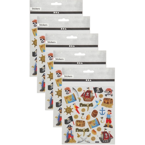 Stickervel piraten thema - 8x - glitter - piraat stickers - hobby stickers voor kinderen -
