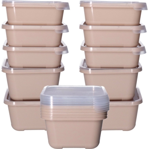Vershoudbakjes nestbaar - 15 delig - BPA vrij - meal prep - diverse maten - Beige -