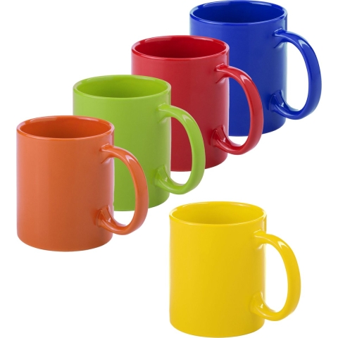 Koffie mokken/drinkbekers Auxerre - 5x - keramiek - multi kleuren mix - 370 ml -