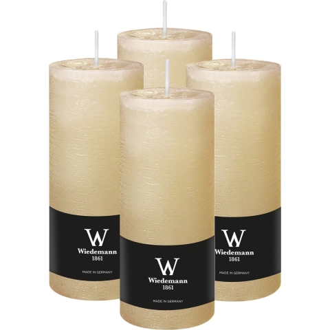 Cilinderkaars/stompkaars - 4x - rustieke kaars - creme wit - 7 x 16 cm - 66 branduren -