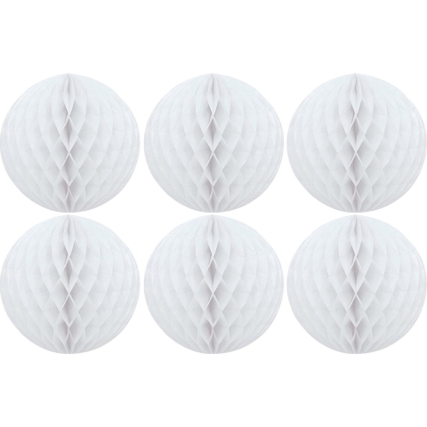 Papieren kerstballen - 6x - wit - 10 cm - kerstversiering -