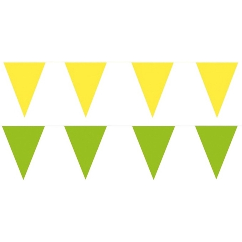 Gele/Groene feest punt vlaggetjes pakket 60 meter -