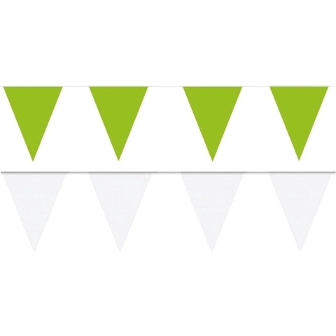 Witte/Groene feest punt vlaggetjes pakket 80 meter -