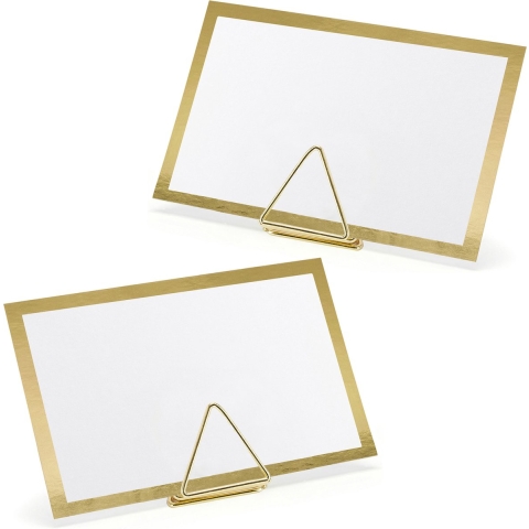 Naamkaartjes/plaatskaarten met houders - Driehoek - Bruiloft - 50x sets - goud -