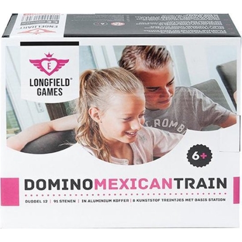 Longfield Games Domino Mexican Train dubbel 12 actiespel in aluminium koffer