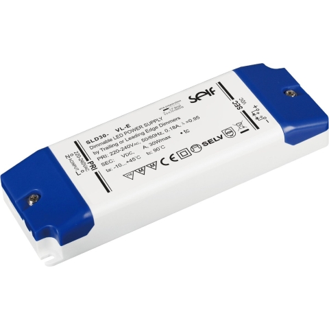 Self Electronics SLD30-24VL-E LED-transformator, LED-driver Constante spanning 30 W 1.25 A 24 V/DC Montage op ontvlambare oppervlakken, Dimbaar,