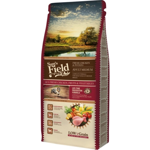 Sam's Field Adult Medium - Kip & Aardappel - Hondenvoer - 13 kg