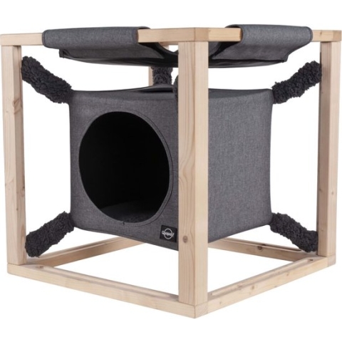 Quapas! Kattenbed met hangmat Catcube M 54x54x54 cm grijs