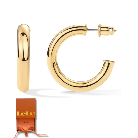 Lelu Oorringen - Goudenkleurig - Oorbellen Dames - Ronde Oorhangers - Goud Verguld - Oorstekers - Sierraden - 30mm - Met cadeauverpakking