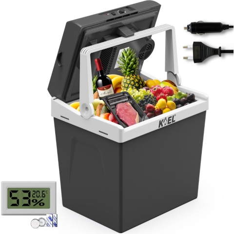 KOEL Boks 25 Koelbox Elektrisch 12 en 230 Volt voor Auto - Thermo-Elektrische Frigobox - Coolbox - 25 Liter,