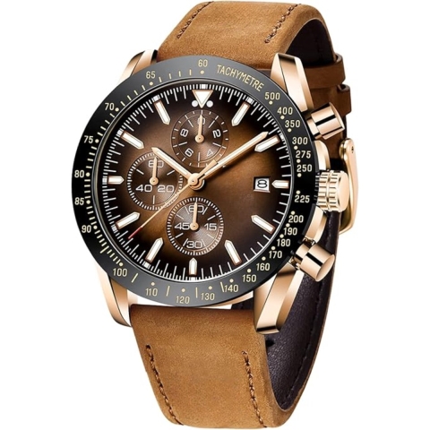 Tyme Florence Heren Horloge - 45mm Bruin/Bruin - Horloges voor Mannen - Polshorloge - met Cadeauverpakking,,