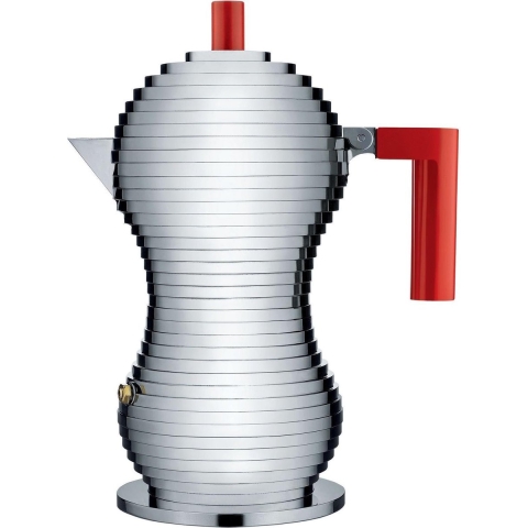 Alessi Percolator Pulcina - MDL02/3 R - Rood - 3 kops - door Michele De Lucchi